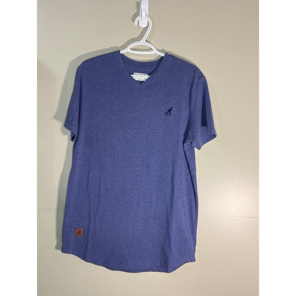 Kangol Mens V-Neck Short Sleeve Heather Blue Purple Tee Shirt K90122L Medium